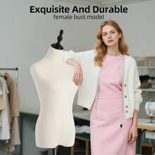 GCCSJ Female Mannequin Torso, 52-75" Adjustable Female Mannequin Torso For Hanging Pants & Skirts – High Stability Gold-Plated Metal Stand, Slender Half Body Dress Form For Sewing, Clothing & Jewelry Display (Black) - Nền đen - Xem 5