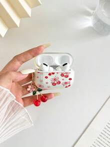 Cherry Painted Transparent Additional Flower Button Thickened Fashion Bluetooth Shockproof Earphone Case Compatible With S4 Protective Case Apple Wireless Bluetooth Earphone Shell Glossy Pro2 Full Coverage Pods 31/2/3 Generation Protective Case Pro Shockproof Soft Shell - Multicolor - View 3