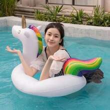 1pc Swimming Pool Float Ring, Flamingo Shaped Inflatable Ring, Princess Horse Swimming Pool Float Ring, Unicorn Shaped Inflatable Ring, Inflatable Ring With Back Support - Summer Essential For Boys And Girls - Swimming Ring - View 1