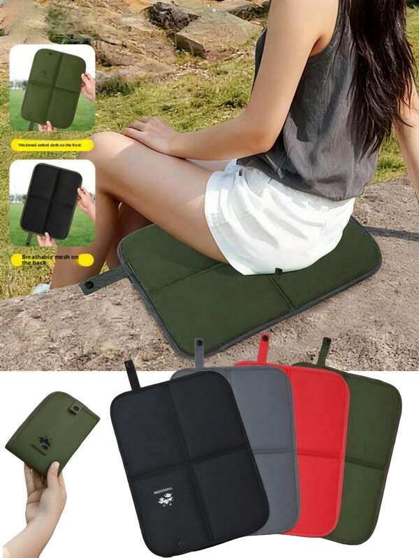 1pc Outdoor Folding Seat Cushion, Portable Folding Seat Cushion, Thickened Portable Spring Picnic Lawn Camping Music Festival Mat, Minimalist Design