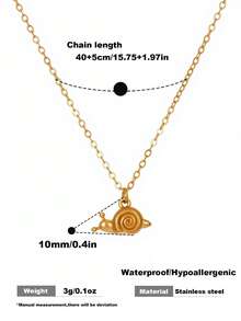 1pc Stainless Steel Exquisite Snail Pendant Necklace Animal Pendant Necklace Collarbone Necklace For Women - Gold - View 5