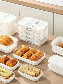 5/10 piezas Caja de pan, Caja bento, Caja de almuerzo portátil, Caja de frutas y aperitivos, Contenedores de almacenamiento de alimentos de plástico reutilizables con tapas - Juego de contenedores de almacenamiento de alimentos para refrigerador, organizador de refrigerador, microondas & congelador. - Ver 1