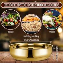 Stainless Steel Bowl With Luxurious Gold And Silver Luster, Perfect For Kneading Dough, Washing Vegetables, Preparing Salads, Serving Fruit And Cooking Soup, Ideal For Kitchen And Restaurant - View 9