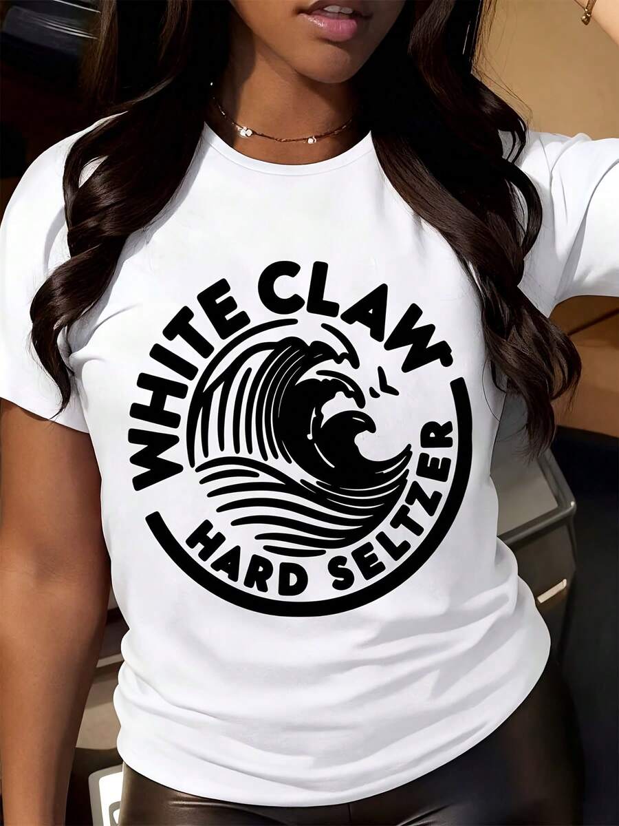 White Claw Hard Seltzer Logo T Shirt Women Casual Round Neck Short Sleeve Top Fashion Graphic Tee - 白色 - 查看 1