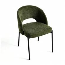Curved Back Fabric Dining Chair, Padded Seat Metal Leg Dining Chair, Suitable For Dining Room/Kitchen/Coffee Nook, 3 Colors Available - Olive Green - View 4