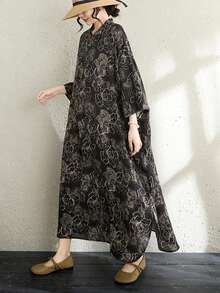 AZAH 2026 Summer Women's Casual Vacation Bohemian Style Halter Neck Mid-Length Shirt Dress With Large Flared Hem, Thin Slim Fit - Black - View 2