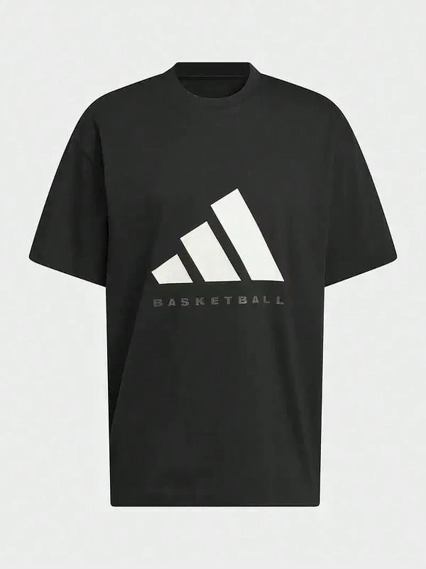 Adidas Nueva ropa deportiva de baloncesto, transpirable y de corte holgado, camiseta de cuello redondo para hombre y mujer. - Negro - Ver 1