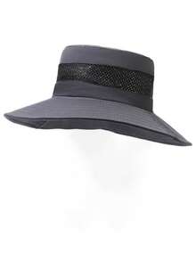 1pc Men's Mesh Bucket Hat, Summer Sun Protection Hat, Solid Color Outdoor Hiking Fishing Hat - A - View 5