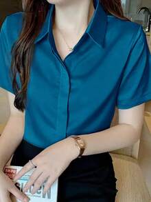 Women Blouses & Shirts - Navy Blue - View 2