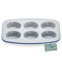 Bake with Elegance: 6-Cup Cake/Muffin Pan Set - Blue Teal Marble Golden Cream - Aluminized Steel with Ceramic Non-Stick Coating PFOA and PFAS Free -  Heavy-Duty Bakeware - Azul - Ver 2
