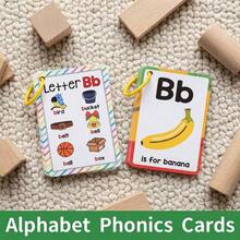 26Pcs,Kids Alphabet Phonics Flash Cards With Binding Ring,Mini Pocket Size,Double Sided,Paper,Cartoon,Multi Color,Rectangle,Word Image Print,ABC Phonics Practice,Preschool English Toy,Birthday,Christmas,Easter,Back To School,Home Classroom Play - 彩色 - 查看 8