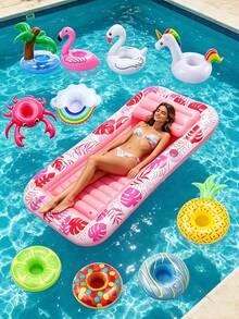 Double Maple Leaf Inflatable Swimming Pool Floating Bed, Sunac Premium Pool Float With Cup Holder And Removable Pillow, Relax And Enjoy Fun, Sunac Inflatable Swimming Pool (Multiple Colors And Styles Available) - Multicolor - View 4