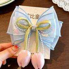 1pc Bow Cute Polyester (Polyester) Hair Clip All Seasons Girls Tulip Hair Clip Hair Accessory New Women Sweet Hair Clip Hair Clip Princess Elegant Hair Clip Headpiece Suitable For Daily Outings Travel Back To School Season,Claw Clips - Multicolor - View 10