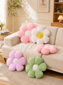 Flower Throw Pillow, Flower Shaped Decorative Pillow Daisy Throw Pillow Cushion Cute Flower Cushion For Sofa Bed Home Decor Pillow - White With Yellow Core - View 5