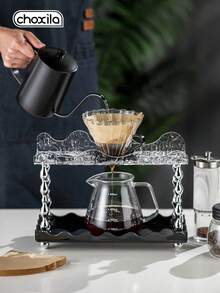 choxila 1 buah/7 buah Set Penyimpanan Kopi, Termasuk: Teko Kopi 600ml, Cangkir Saringan Kaca, Sajian Kaca, 100 lembar Kertas Saringan Kopi, Penggiling Biji Kopi Manual, Toples Biji Kopi Kaca, Dudukan Multifungsi - Rak penyimpanan - View 6