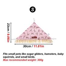 1 chiếc võng treo tam giác cho thú cưng nhỏ mùa hè, viền bèo nhún, họa tiết lá xanh, giường ngủ treo có móc, tổ nghỉ ngơi ấm cúng cho chuột lang, chuột hamster và các loài thú cưng nhỏ khác - Xem 16