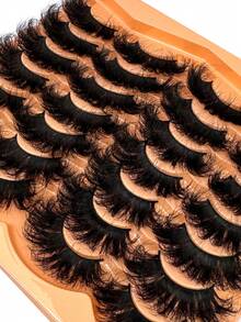 14 Pairs Extension Thick Long Reusable Extended Makeup Lashes 3D Faux Mink False Eyelashes, Multi-Layered Curly & Fluffy, Soft & Voluminous Drama Messy Mink Lashes, Cat Eye Shape, Dense, Handmade Suitable For Beginners, Comfortable & Versatile For Holidays & Parties - 濃密款 - 查看 5