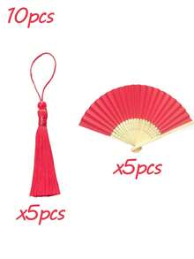 夏季手搖扇套組，白色/彩色紙扇搭配彩色流蘇吊飾，簡約手搖扇，DIY塗鴉紙扇 - 彩色 - 查看 12