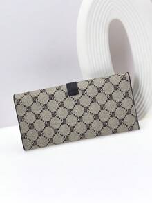 Women's Long Wallet Patchwork Printed Pattern Handheld Wallet Minimalist Multifunctional Wallet - Black - View 6