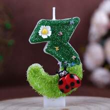 1件 0-9數字生日蠟燭 綠色草地森林氛圍 瓢蟲與花朵 手作創意新款 蛋糕裝飾 氛圍生日數字蠟燭 適合首歲慶祝生日派對主題 - 查看 12