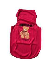 1 Peça Colete Top Vermelha para Animais de Estimação, Estampa Impressa, Top Sem Mangas Macio e Respirável para Cães e Gatos, Roupa Fofa de Verão e Outono para Cães e Gatos Pequenos e Médios - Vermelho - Visão 7