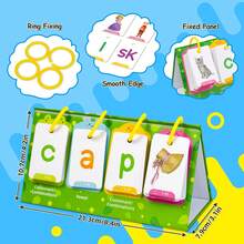 78Pcs/Set CVC Word Games, Cartoon Alphabet Double Sided Education Flash Card For Matching Letter Reading Spelling Game Learning Activities, English Learning Cards Early Education Parent Child Interactive Game Back To School - 彩色 - 查看 5