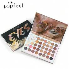 POPFEEL 眼影彩妝套組 - 40色中性眼影盤（霧面 & 閃亮）附8件組彩妝刷，高顯色不褪色易暈染眼部化妝品，適合女性女孩，完美適用春夏，Y2K時尚風格，生日、母親節禮物、電音節慶派對首選最佳配色 - 棕色 - 查看 7