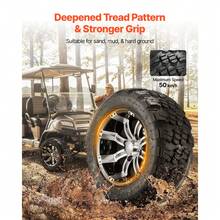 Golf Cart Wheels, 12" 20x10-12 Black Aluminum Alloy Golf Cart Tires And Wheels Combo (Set Of 4) Fit Club Car, EZGO, Yamaha, 4 Ply Rubber 4-Lug Lawn Mower Tires & Rims, 800 Lbs Load, All-Terrain - 12" 20x10-12 - 查看 3