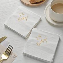 100pcs/Bag Baby Shower Happy Birthday Tabletop Decoration Disposable Napkins Suitable For Baby Shower, Gender Reveal Party, Birthday Party, Baby Gift Party - View 3