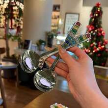 Colorful Enamel Stainless Steel Spoon, Ideal For Serving Soups, Desserts, And Ice Cream, Also Suitable For Condiments, Tea, Coffee, And Sugar, Perfect For Home And Restaurant Use - View 1
