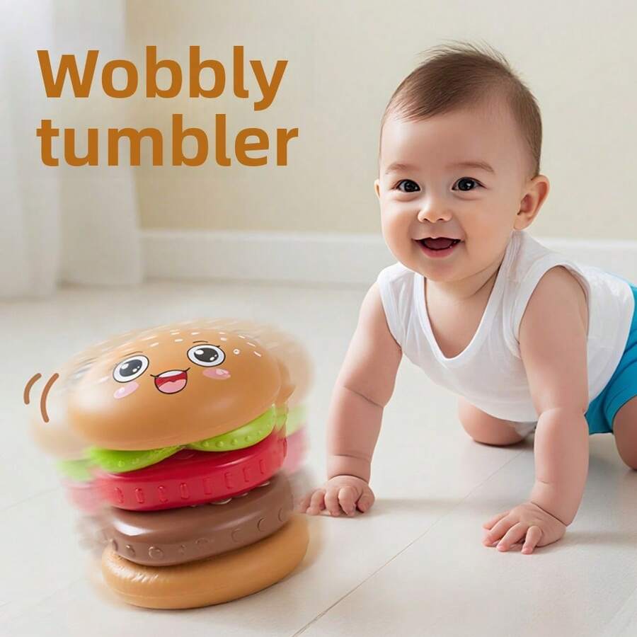 Stackable Hamburger Spinning Toy, Interactive Sensory Building Puzzle, Stress Relief Desktop Game For All Ages - Multicolor - View 1