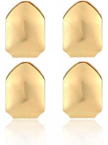 Grillz - 4 parrillas de oro para tus dientes, dientes falsos, bañadas en oro de 18 quilates, boca de Grillz para adolescentes, dorado/plata/oro rosa/negro con dientes de un solo diente, sombrero de - Plateado - Ver 7