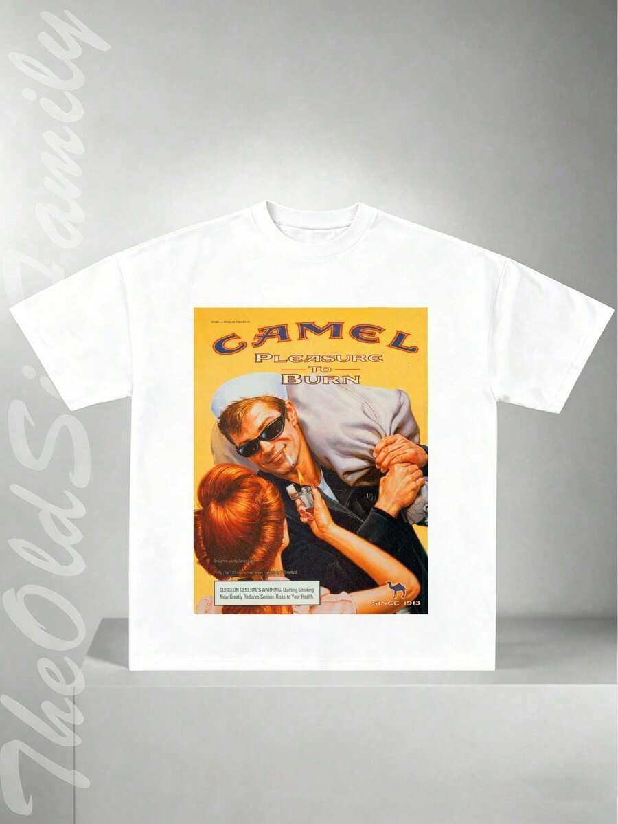Camel Joe Vintage Shirt, Vintage Graphic T-Shirt, Camel Cigarettes, Soft And Breathable 100% Cotton Fabric, Loose And Comfortable Fit, Ideal For Everyday Use And Holiday Trips, A - 白色 6 - 查看 1