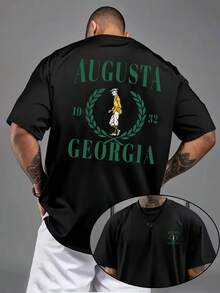 This Stylish, Loose-Fitting Crew Neck T-Shirt For Men, A Casual Everyday Short-Sleeved Shirt, Features A Golf Letter Print On The Front And Back, Making It An Ideal Gift Choice. - White - View 7