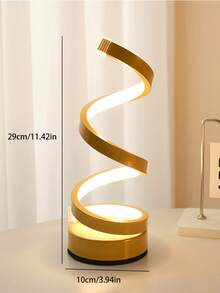 مصباح USB حلزوني، مناسب للغرفة/المكتب - ضوء LED قابل للتعتيم ب- 3 ألوان، ذهبي/أسود/أبيض، إضاءة ليلية من الألومنيوم قابلة للتعديل، 10 * 29 سم، ديكور مكتبي مدمج - مقاس واحد - مشاهدة 11