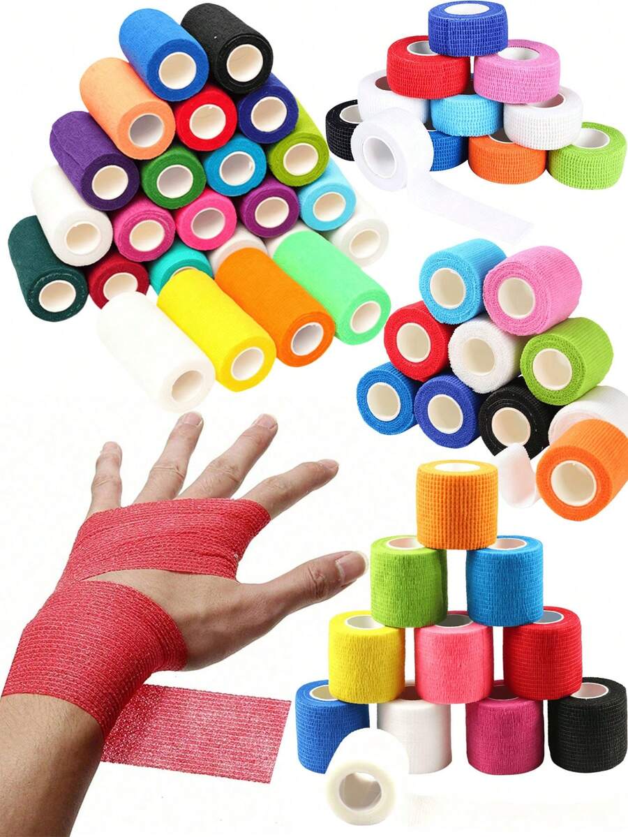 1/6/12pcs Self-Adhesive Sports Protective Bandage, Universal Non-Woven Fabric Elastic Bandage For Fingers And Pets, Camouflage Finger Guard Bandage, High Elasticity Bandage For Sports And Outdoor, Finger Protection Bandage, Pet Paw Wrap Bandage - Multicolor - View 1