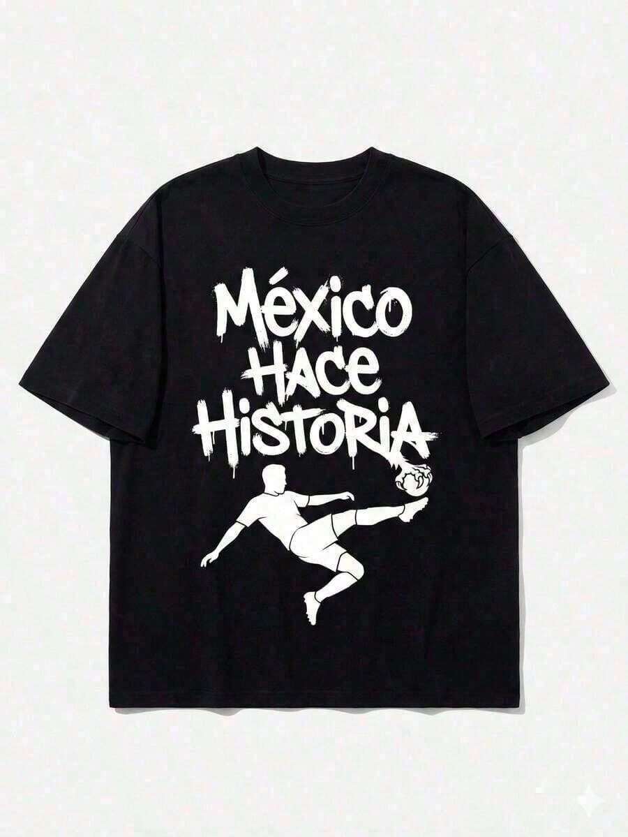 Camiseta de manga corta para hombre, cómoda y transpirable, con temática del Mundial, informal y deportiva.camisetas para hombre playeras de hombre ropa de hombre High Quality,playeras de mu - Negro - Ver 1