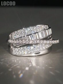 1件優雅立方氧化鋯戒指，適合女性，完美適用於婚禮、訂婚、週年慶典、情人節禮物 - 1# - 查看 2