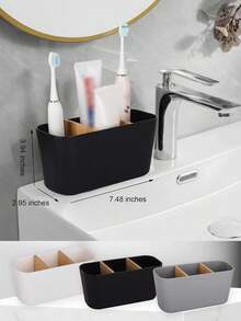1pc Toothbrush Holder/Toothpaste Holder, Suitable For Bathroom, Shower Room, Multi-Functional Toothbrush Holder, Bathroom Toothbrush Storage Rack, Toothbrush Holder, Home Bathroom Decor, Autumn Decor, Back To School Season - Multicolor - View 7