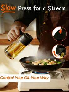 1pc 400ml/300ml/200ml 2-In-1 Spray Oil Bottle, Made Of PP Material, With Spray And Pour Functions, Can Be Used As Olive Oil Sprayer And Oil Dispenser, Effectively Reduces Oil Splatter, Suitable For Kitchen Cooking, Grilling, Frying, Air Fryer, Baking, Salad Making, Garden Watering And Home Cleaning, Random Color Delivery. - Transparent - View 3