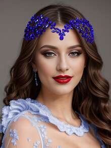 1 pieza Accesorio para el cabello hecho a mano con strass verde, estilo elegante, tocado nupcial, regalo personalizado, diadema para mujer - Verde - Ver 8