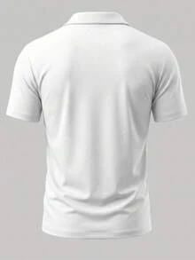 Men's Summer Lightweight Solid Color Short Sleeve Polo Shirt, Suitable For Summer Outdoor Activities - White - View 9
