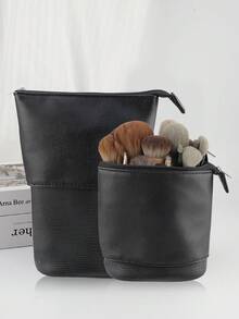 1 Portable Retractable Storage Bag, Large-Capacity Vertical Storage Bucket, Scope Of Application: Storage Of Pen Bags, Pen Containers, Cosmetic Brushes, And Storage Of Multifunctional Travel Brushes. - Multicolor - View 1