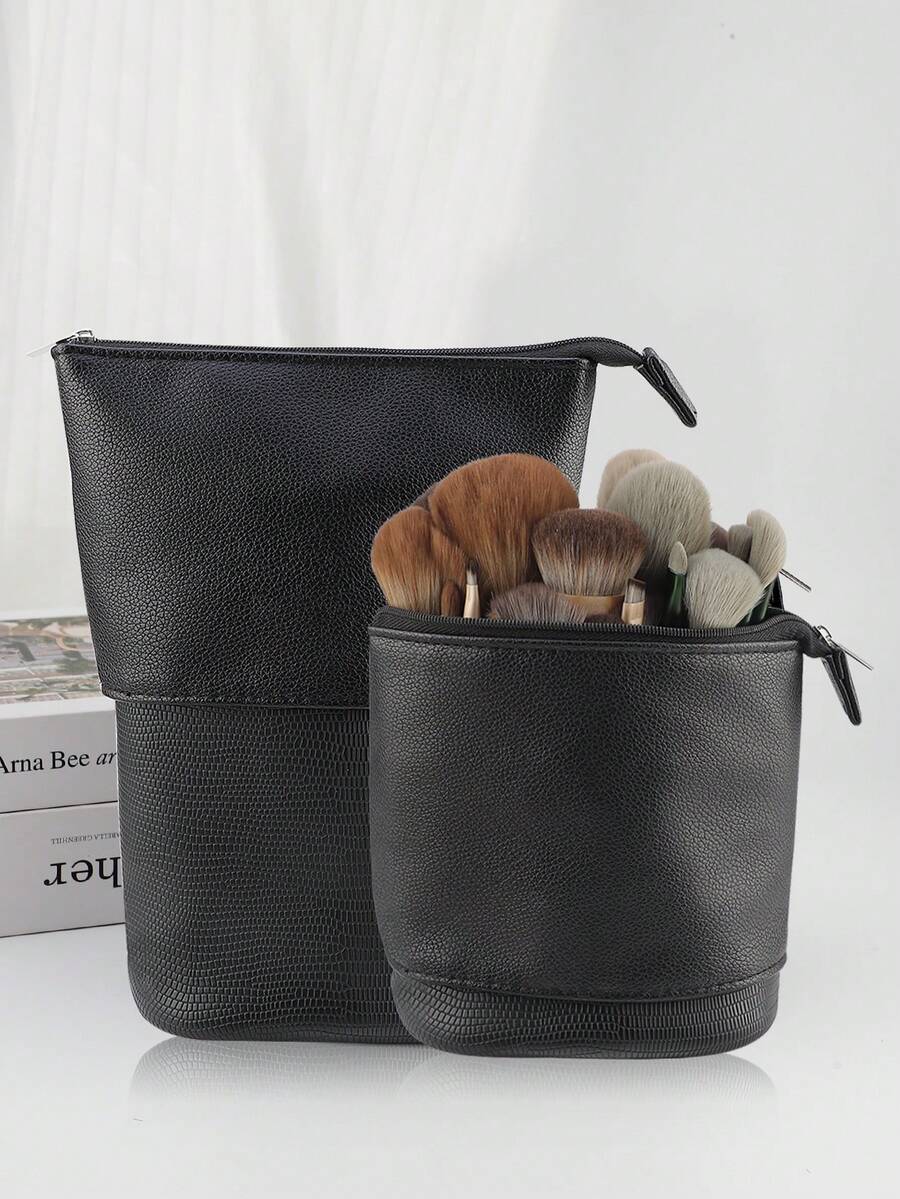 1 Portable Retractable Storage Bag, Large-Capacity Vertical Storage Bucket, Scope Of Application: Storage Of Pen Bags, Pen Containers, Cosmetic Brushes, And Storage Of Multifunctional Travel Brushes. - Multicolor - View 1
