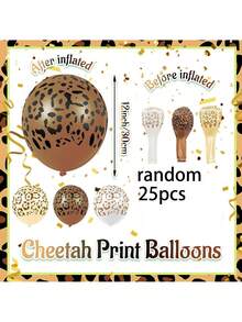 25/50pcs Leopard Print Balloons 12 Inch Spotted Latex Leopard Print Balloons Jungle Animal Decoration Leopard Zoo Theme Birthday Party Supplies (Brown) - Leopard Print Balloons - View 2