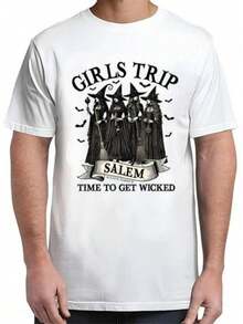 Versatile And Universally Flattering, This Outfit Creates A Delightful Atmosphere. The "Salem Witch Halloween Salem Massachusetts" Women's Adult T-Shirt Looks Fantastic When Worn - 後退 - 查看 1