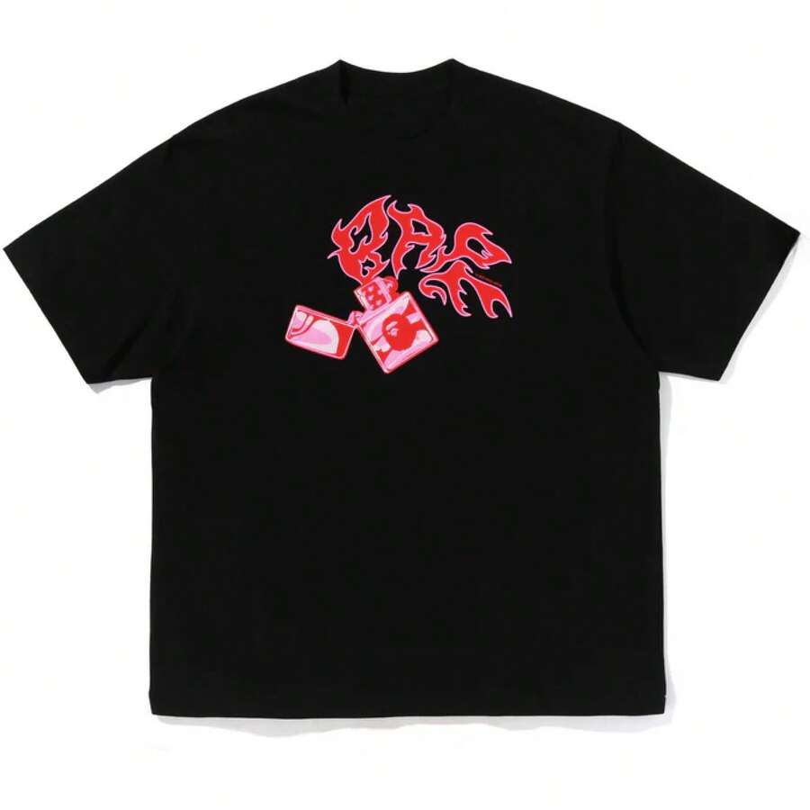 Summer Abstract Pattern Short Sleeve Tee Artistic Style Summer Outfit Women's Men's Summer Outfit Tops Short Pants - Black - View 1