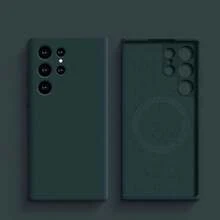VRNOEI 奢華磁吸無線充電手機殼，相容 iPhone 16 14 13 12 11 15 17 18 Pro Max，天鵝絨材質，相容 iPhone 17 AIR 14 15 16 Plus，手機殼配件，相容 Galaxy S26 S24 S23 S22 S21 S25 Ultra Plus，磁吸無線充電保護殼 - 墨綠色 - 查看 50