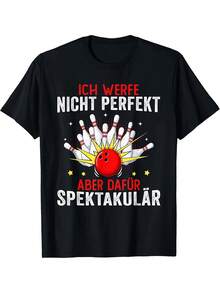 Liquidation Mujer Fun Bowling-Themed T-Shirt For Men And Women, With A Bowling Ball And Shirt Design, In Black - Back - View 1