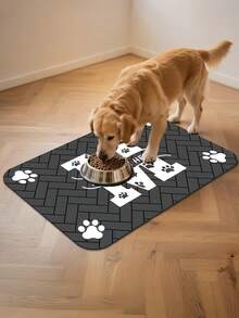 Personalized Custom Absorbent Dog Food Mat, Dog Feeding Mat, Pet Paw Print Pattern, Personalized Dog Food Mat With Pet Name, Personalized Dog Mat, Can Be Customized According To Your Dog's Name, Perfect For Protecting Floors And Keeping Feeding Area Clean - Multicolor - View 4